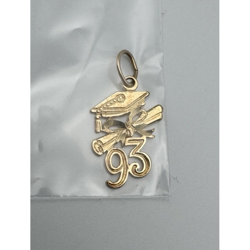Vtg 14K Yellow Gold Class 1993 Graduation Cap Diploma Charm Pendant Oro America